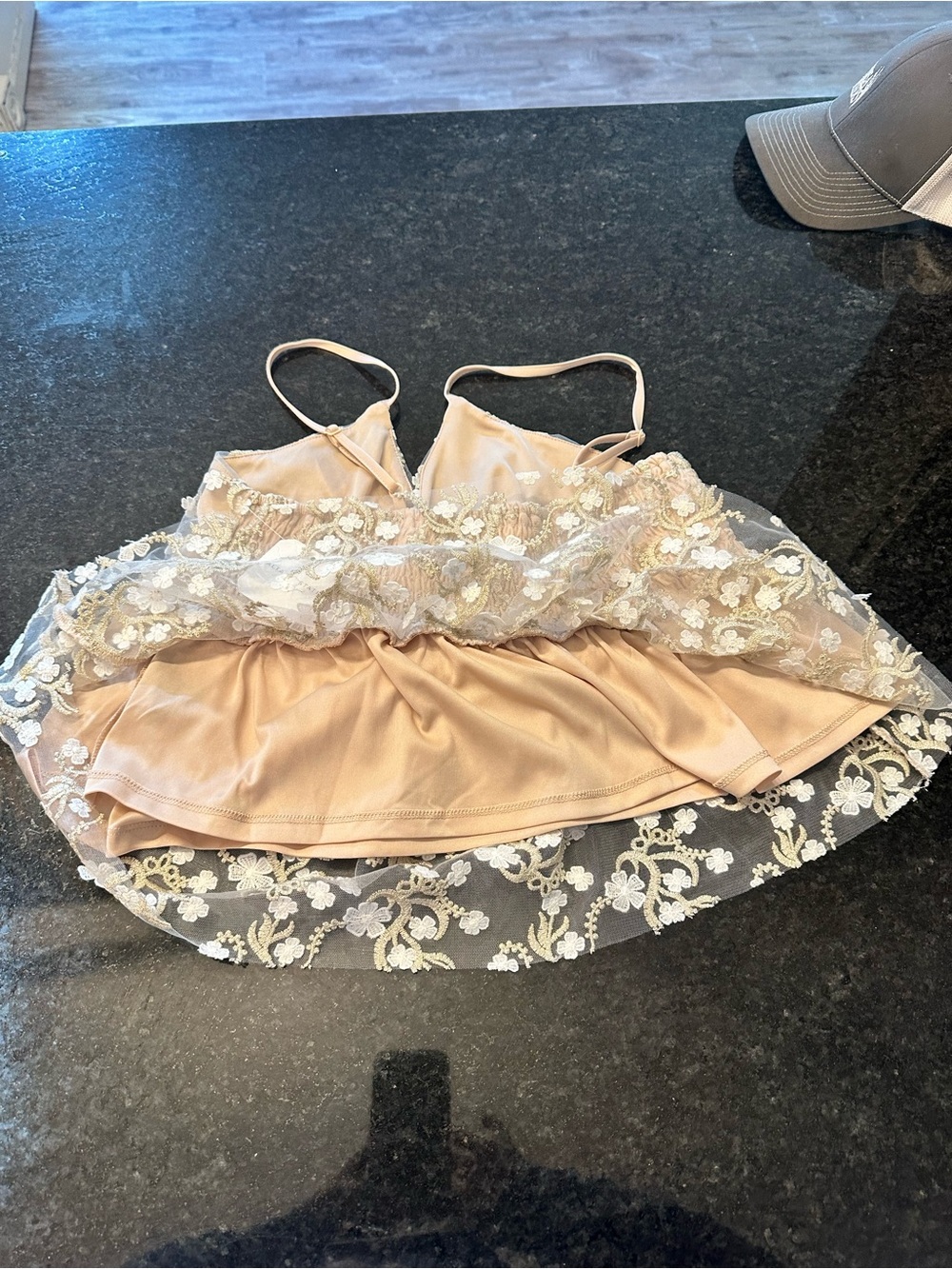 Altar'd State Sheer White & Gold Floral Lace Chemise - Picture 8 of 10